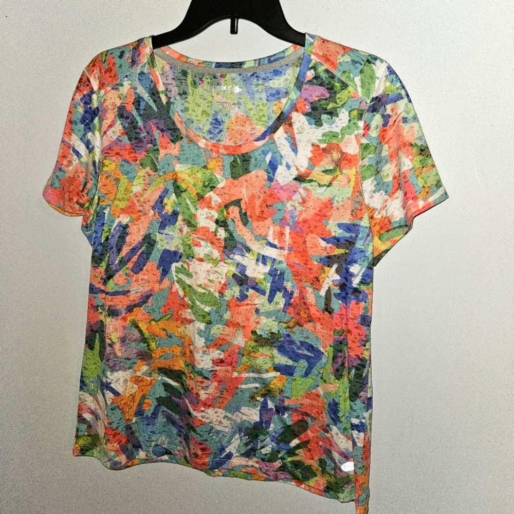 REEL LEGENDS Size PL Aruba Blue Abstract Print Short Sleeve Tee-shirt